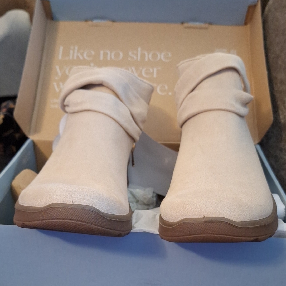 Bzees Cream Ankle Booties